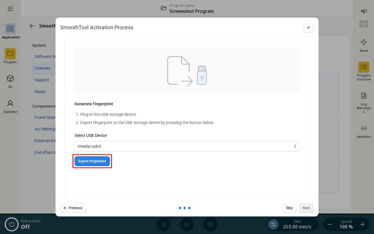 Export fingerprint to USB