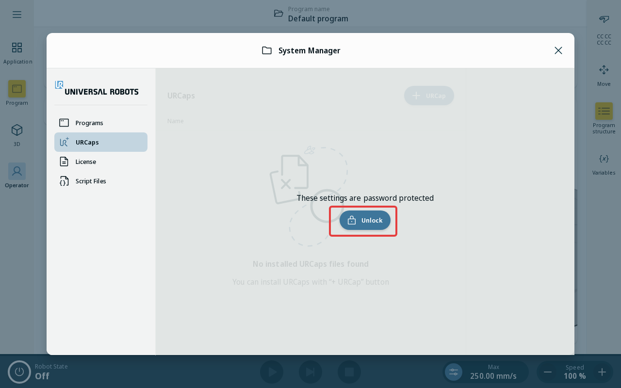 System Manager URCaps