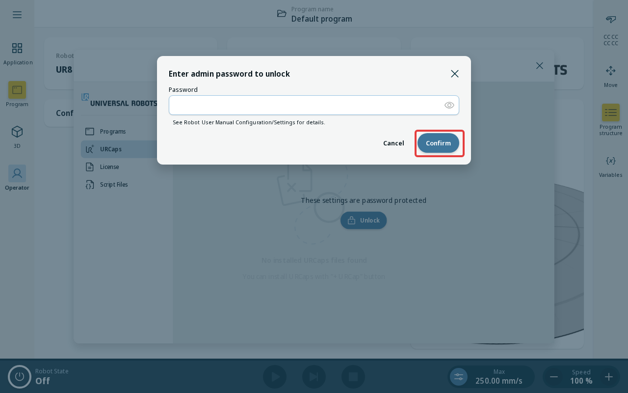Unlock password prompt