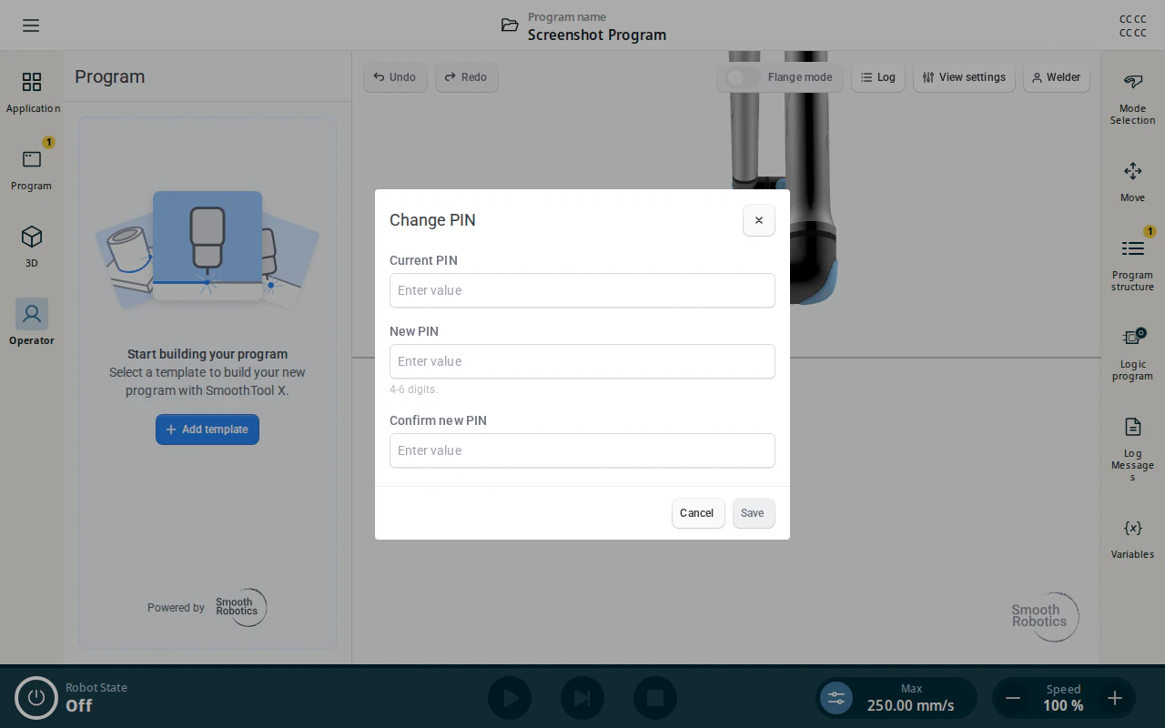 Change PIN dialog
