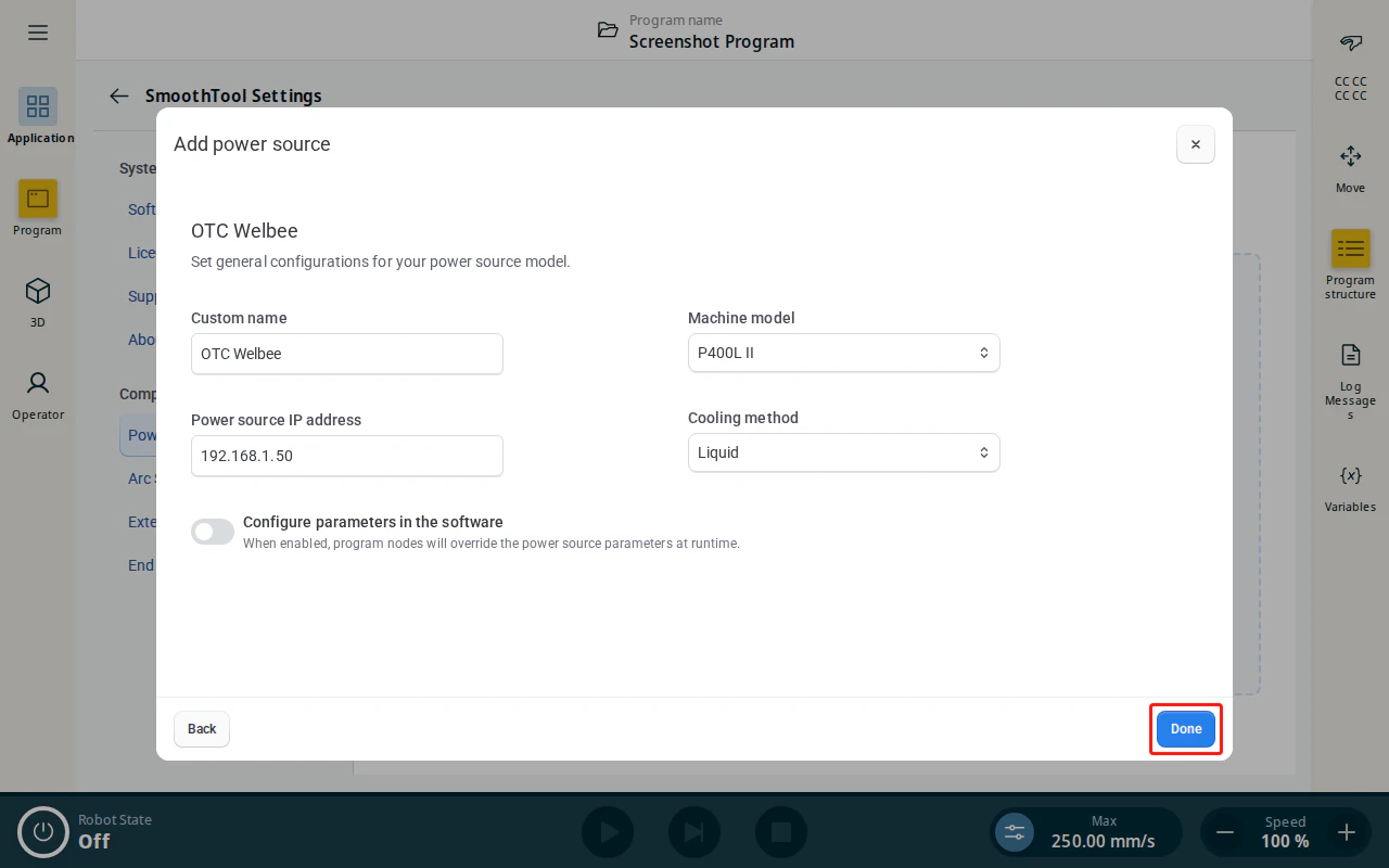 OTC Welbee configuration page