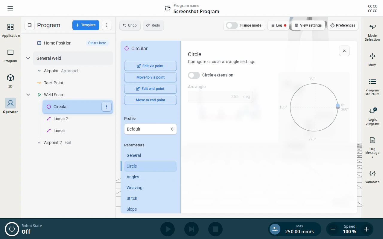 Circle tab on a Circular segment